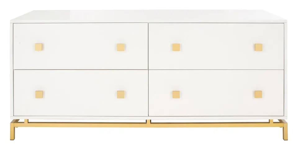 Claudette 4 Drawer Dresser - White/Gold