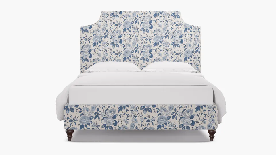 Deco Bed, Delft Chintz, Espresso Traditional Turned Leg, King
