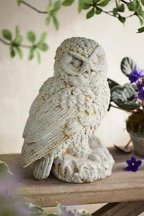 Cast Iron Owl, 10" White