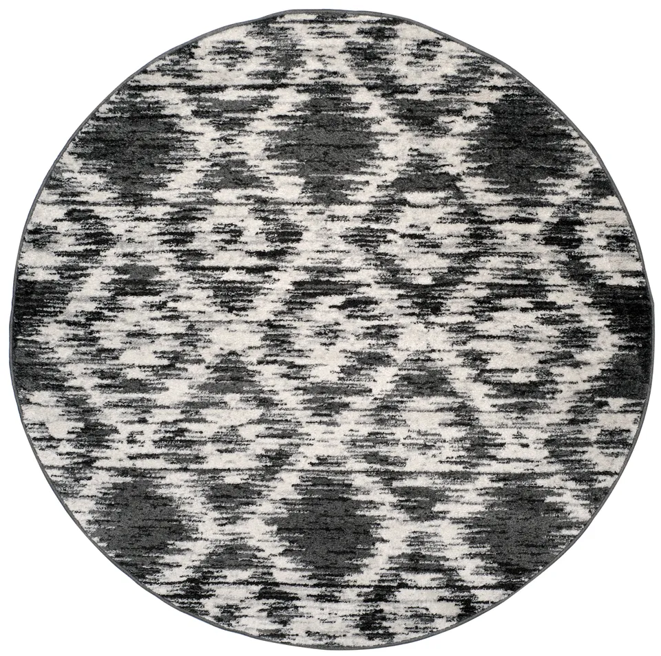 Arlo Home Woven Area Rug, ADR118R, Charcoal/Ivory,  4' X 4' Round