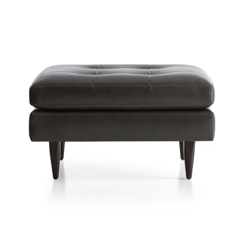 Petrie 34" Leather Midcentury Ottoman
