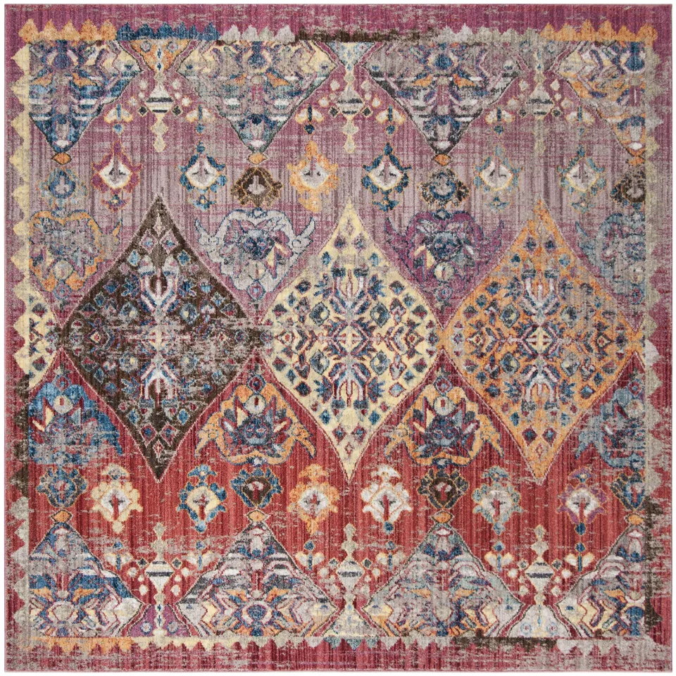 Arlo Home Woven Area Rug, BTL352R, Rose/Multi,  7' X 7' Square