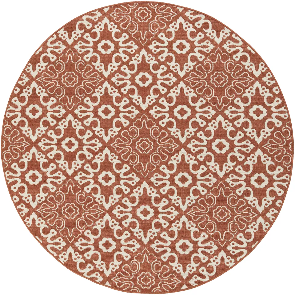 Alfresco Red Outdoor 5'3" x 5'3" Machine Woven Rug