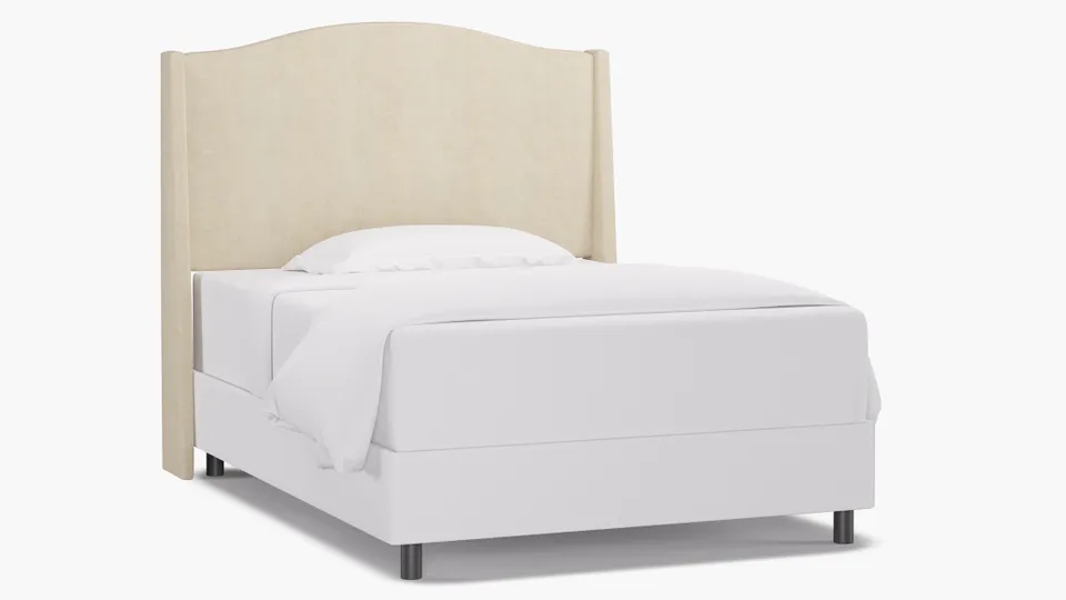 Classic Wingback Headboard, Talc Everyday Linen, Full
