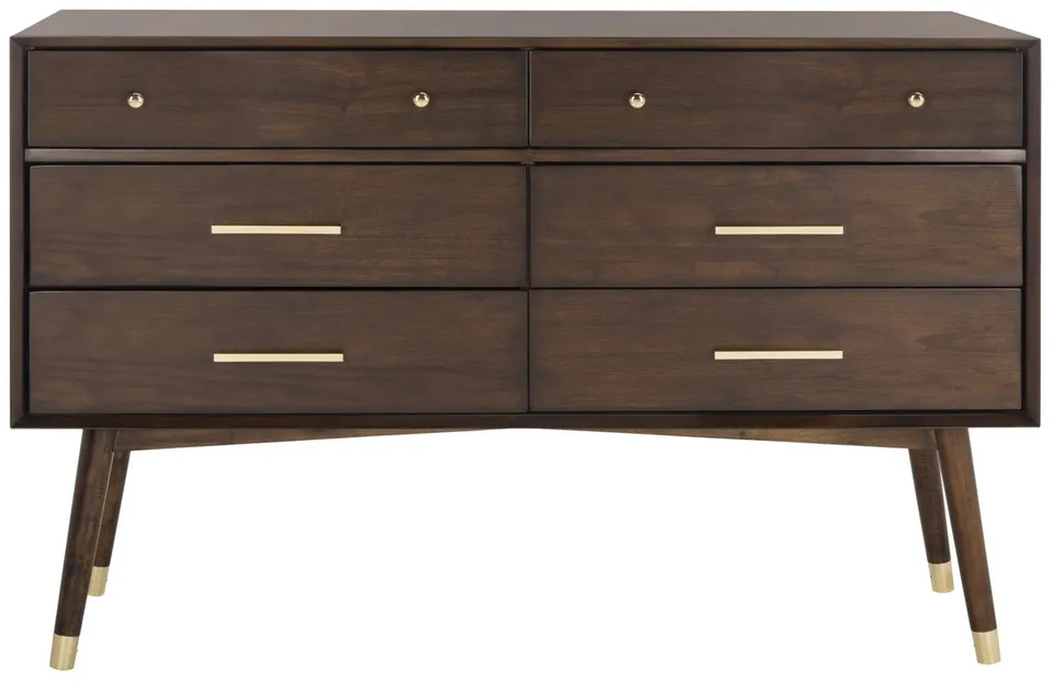 Madden Retro Dresser - Walnut/Brass
