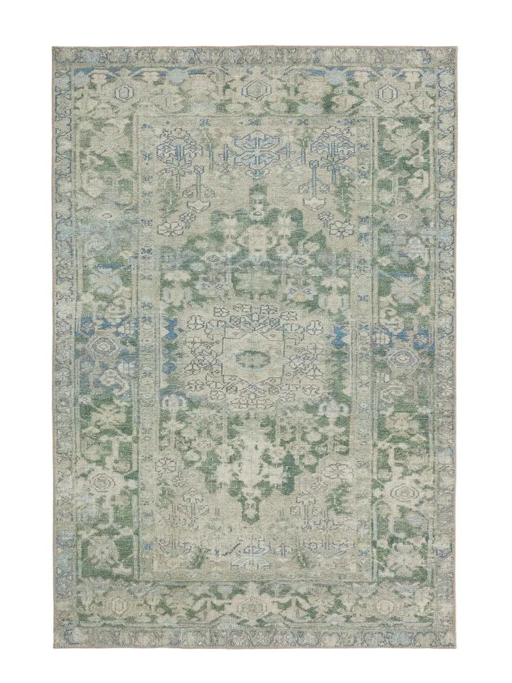 Corvelle KND21 Medallion Green/Tan Area Rug (10'X14')