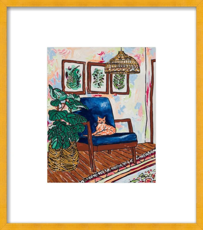 Ginger Cat in Mid Century Chair by Lara Lee Meintjes for Artfully Walls