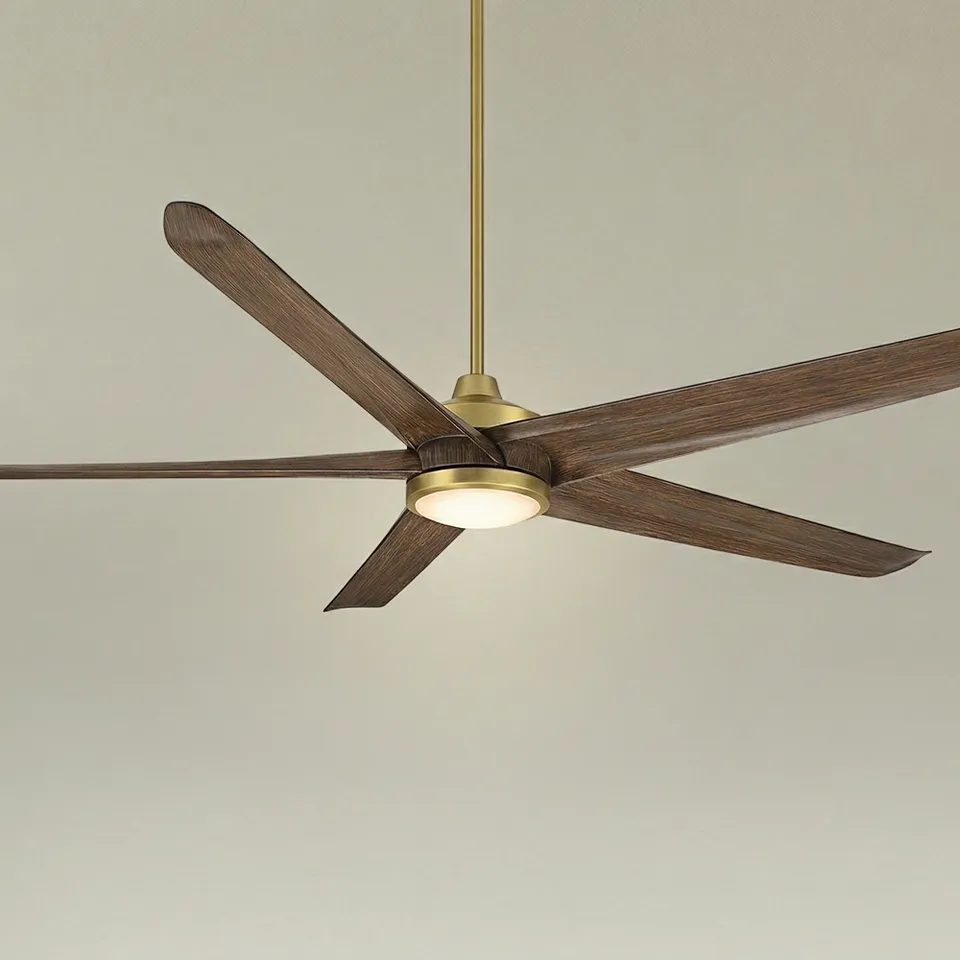 72" Casa Vieja Forma Brass Dark Wood LED Indoor/Outdoor Ceiling Fan