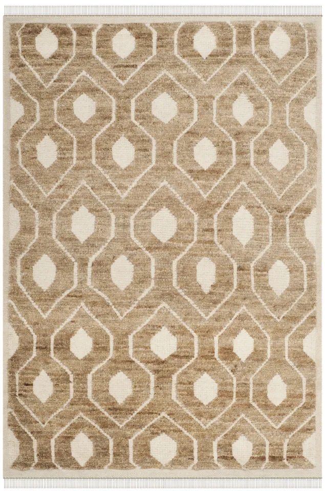 Arlo Home Hand Knotted Area Rug, TGR642A, Ivory/Multi,  4' X 6'