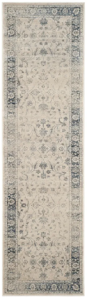 Arlo Home Woven Area Rug, VTG120-7440, Stone/Blue,  2' 2" X 8'