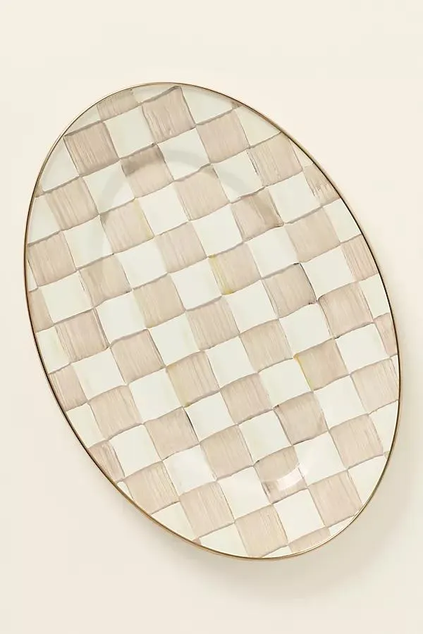 Check Small Oval Platter