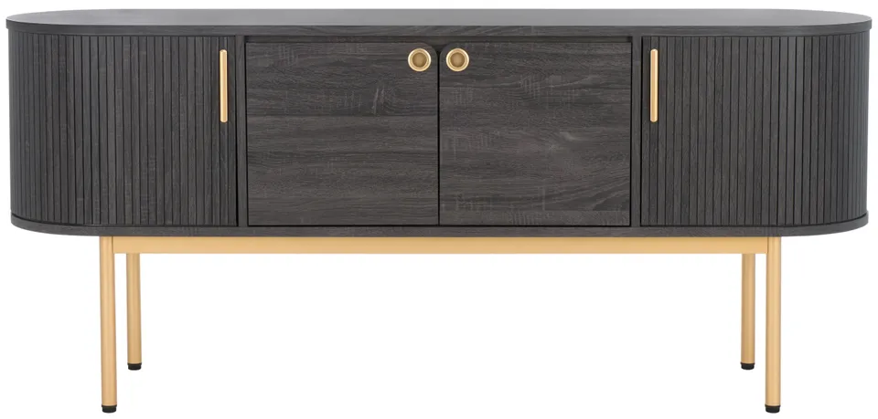 Shaelynn 4 Door Sideboard/Media Stand - Distressed Black / Gold