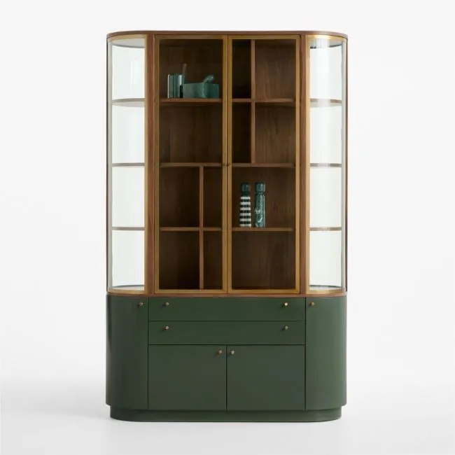 Zurich 53" Kombu Green Wood and Glass Storage Cabinet by Daniel Humm