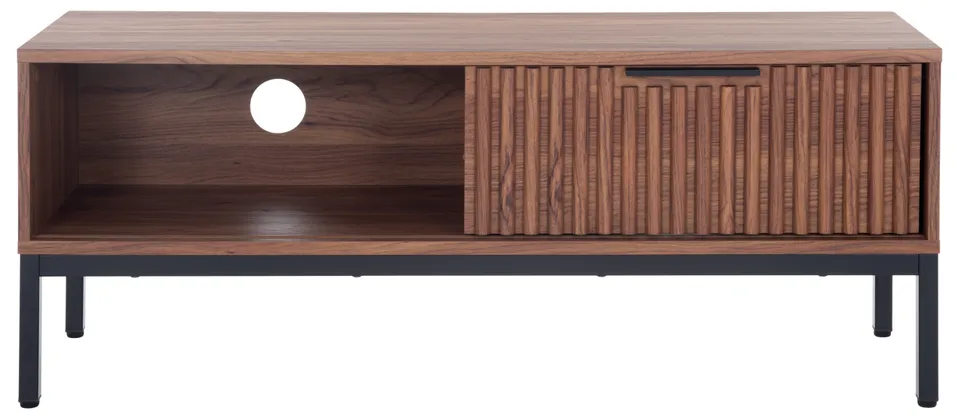 Lylia 1 Door Media Stand - Walnut / Black