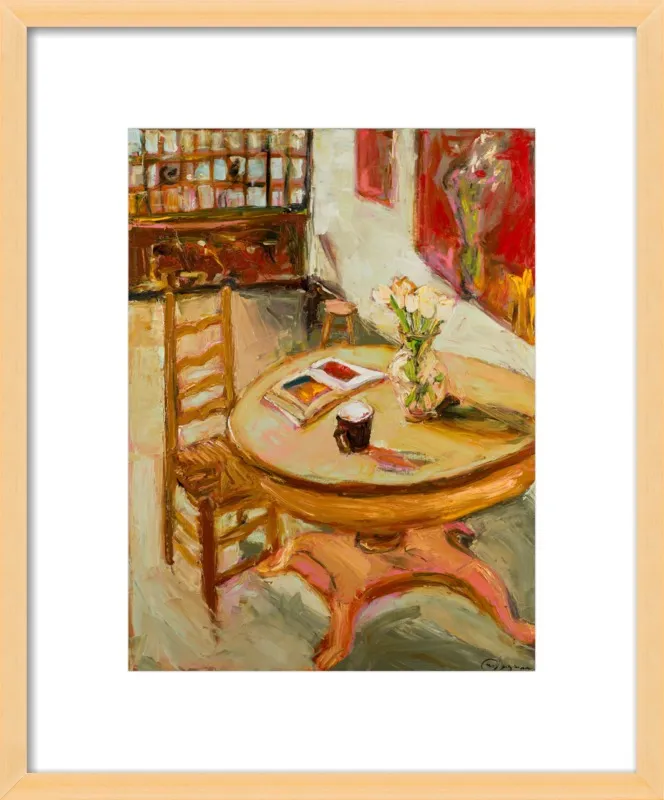Still Life with open book on table by Ana Guzman for Artfully Walls