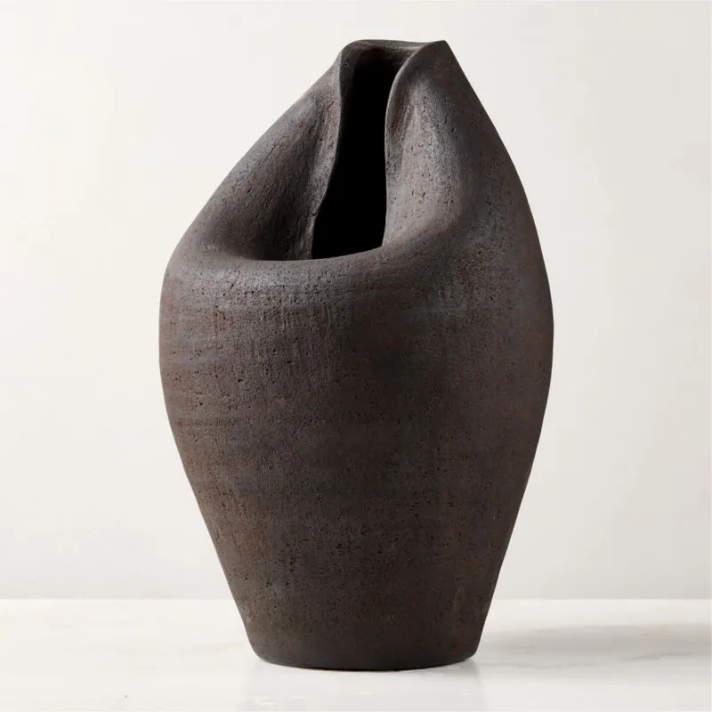Forma Handcrafted Brown Terracotta Vase 17.5"