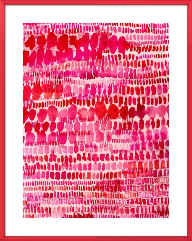 Pink and Red Watercolor Patterns Wall Art  by Paula Mills for Artfully Walls