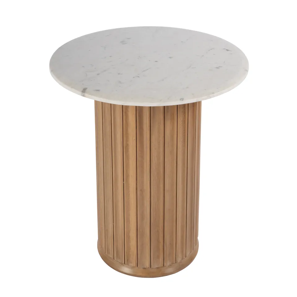 Geneva White/Light Beige Marble Side Table