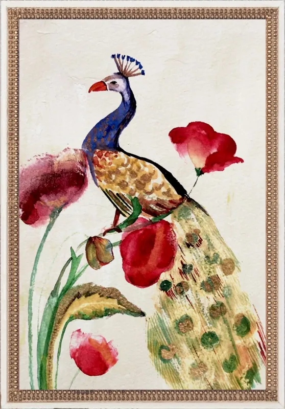 blue gold peacock by Ruti Shaashua for Artfully Walls