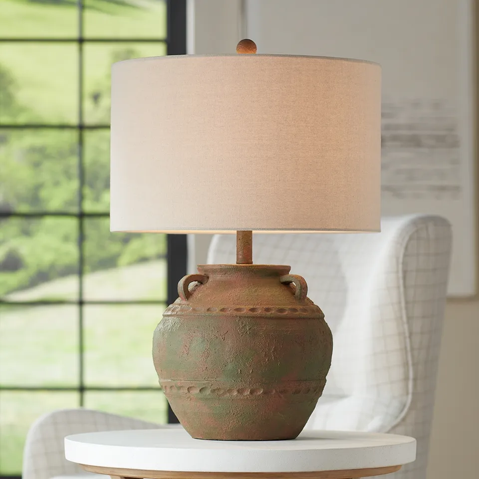Possini Euro Eliza 25 1/2" High Rustic Musk Green Jar Table Lamp