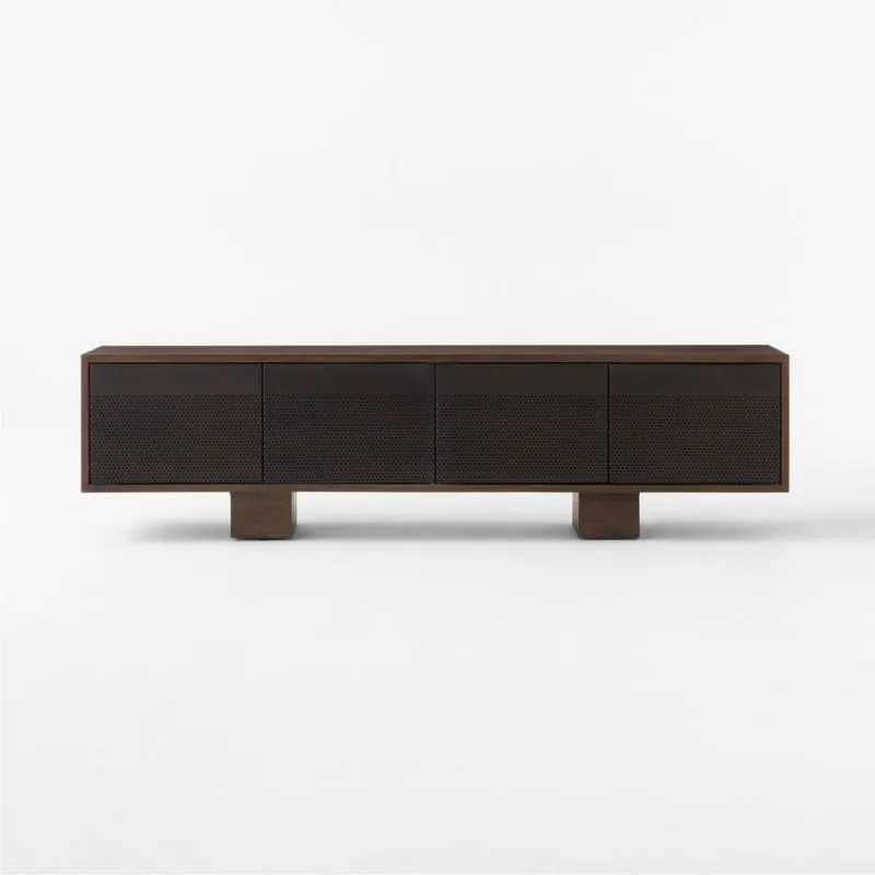 Martinez 85" Acacia and Bronze Metal Credenza