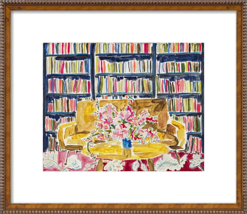 Library with Flowers by Kate Lewis for Artfully Walls