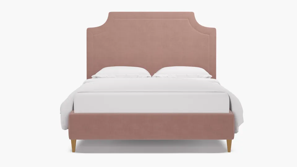 Deco Bed, Blush Everyday Linen, Natural Square Tapered Leg, Full