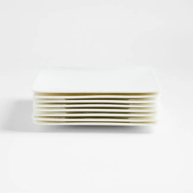 Bennett White Bone China Square Salad Plates, Set of 8