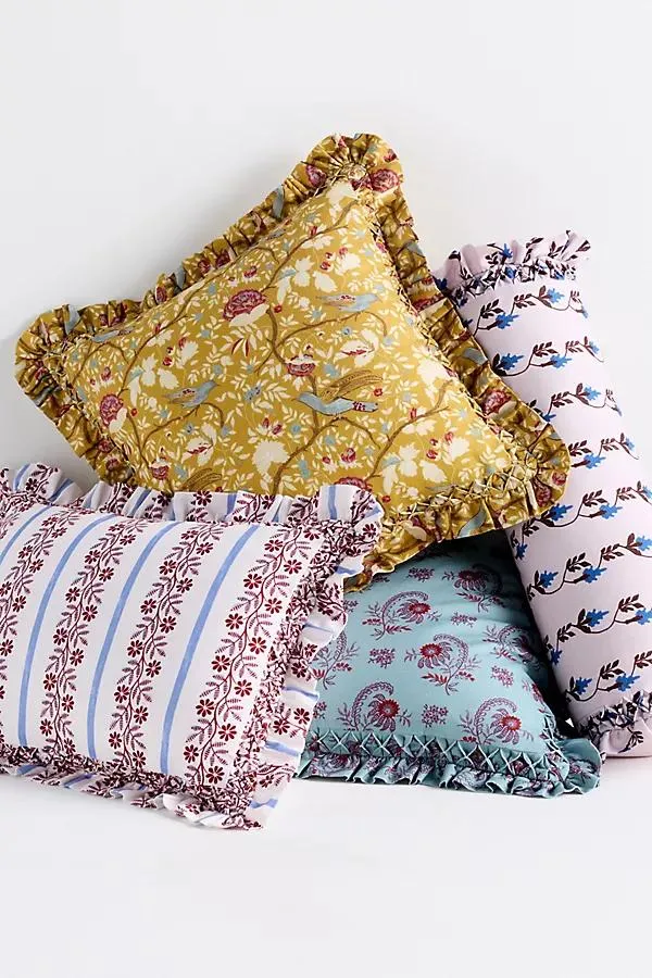 Bernadette Cotton Floral Ruffle Pillow