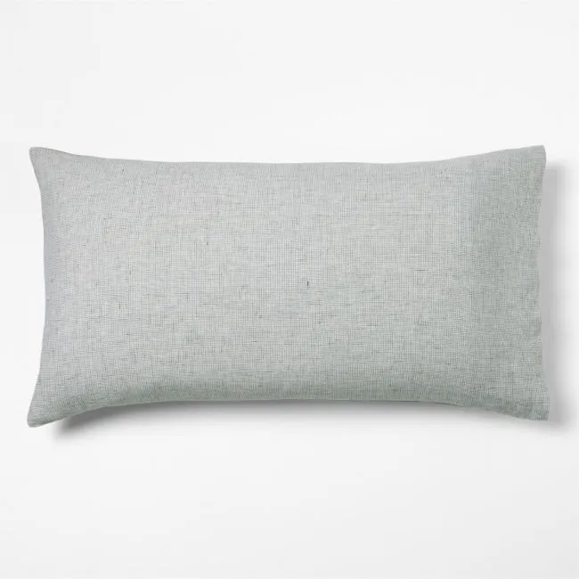 Aire Natural European Linen Burnt Green Reversible Grid King Bed Pillow Sham