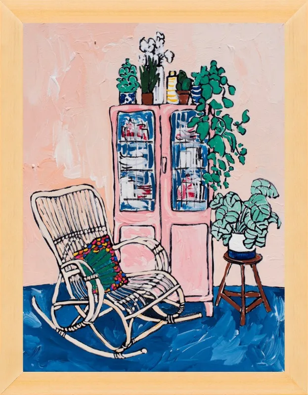 Rocking Chair In Pink Interior by Lara Lee Meintjes for Artfully Walls