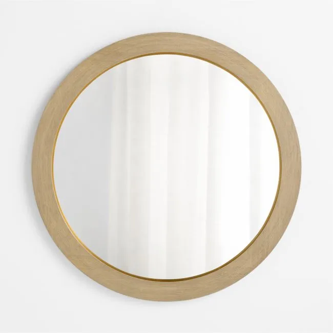 Keane Natural Wood Round Wall Mirror