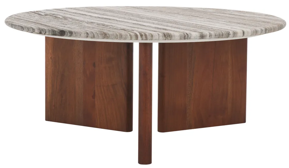 Lauresse Marble Coffee Table - Walnut/Grey