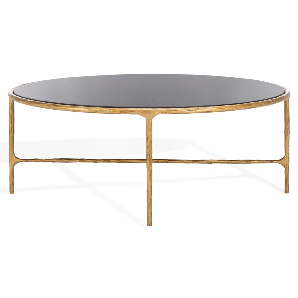 Jessa Oval Metal Coffee Table - Brass/Black