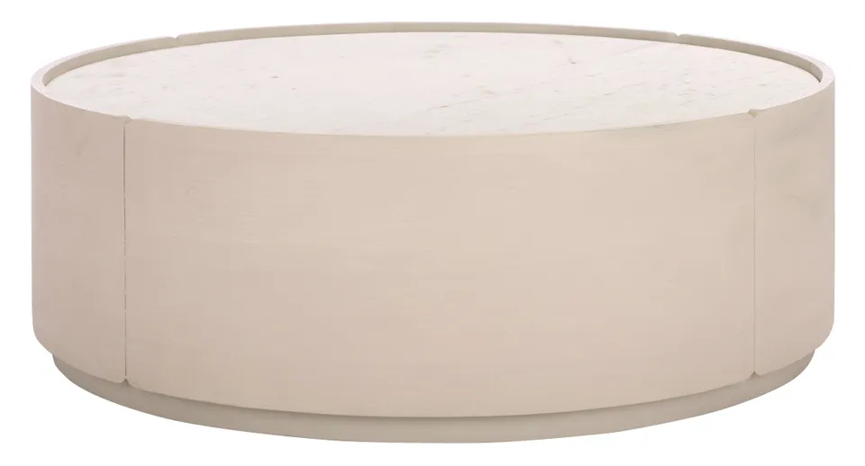 Alanabella Marble Round Coffee Table - Sand / White
