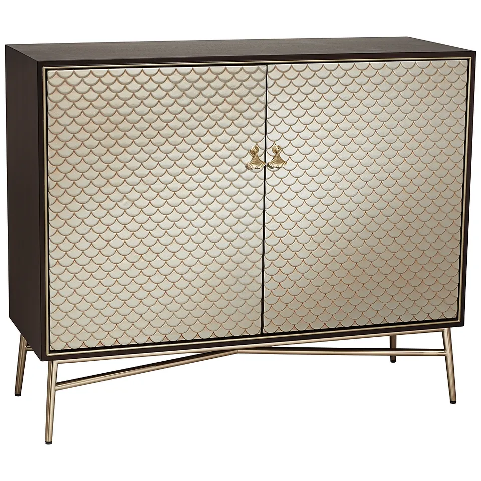 55 Downing Street Auric 35 1/2" Wide Mahogany and Brass Modern Cabinet