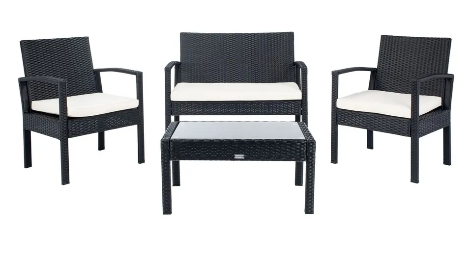 Bassey 4 Piece Living Set - Black / Light Gray