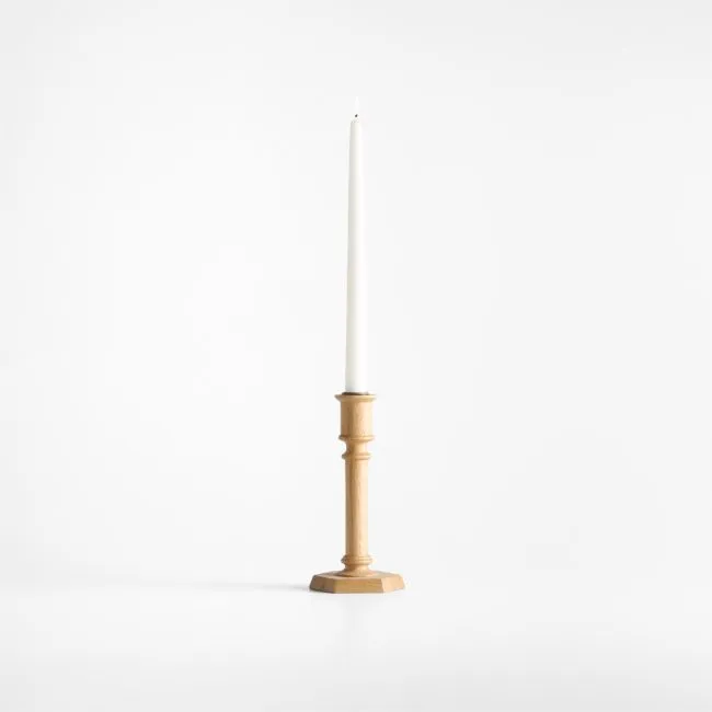 Simson Small Oak Wood Taper Candle Holder 8"