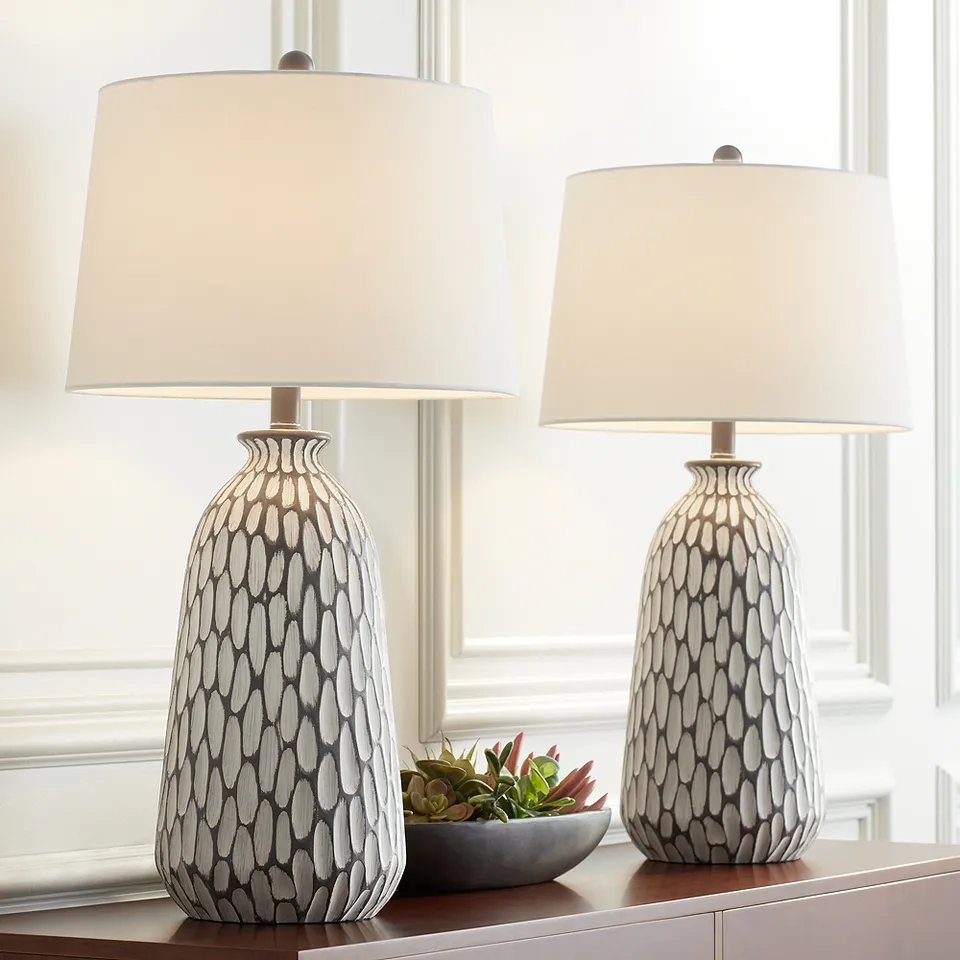 Possini Euro Philip 28 1/4" Gray Wash Modern Table Lamps Set of 2