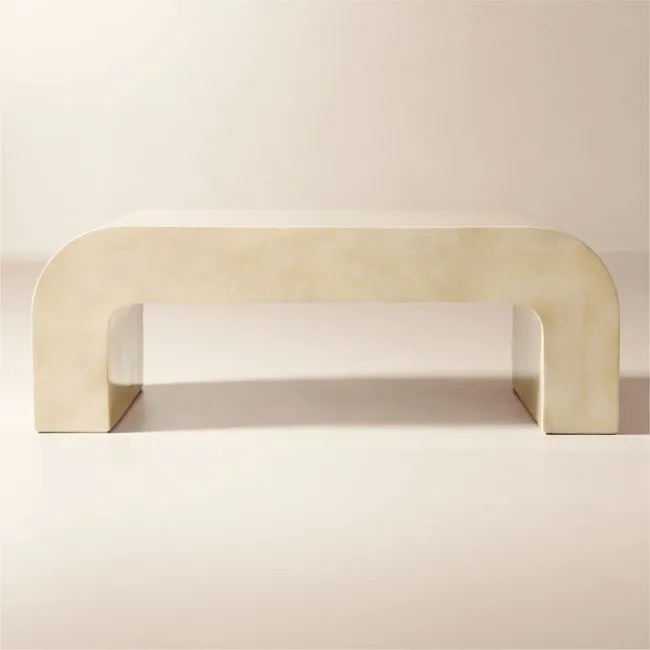 Crescent 46" Square Vellum Ivory Resin Coffee Table