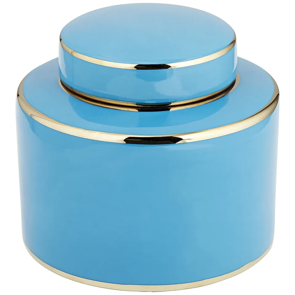 Nirvana Shiny Turquoise Porcelain Round Jar with Lid