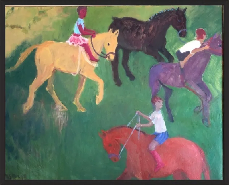 Four Horses, Three Riders by Megan Williamson for Artfully Walls