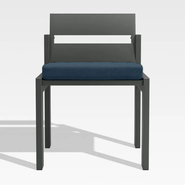 Walker Metal Outdoor Dining Chair with Cast Harbor Blue Sunbrella ® Cushions
