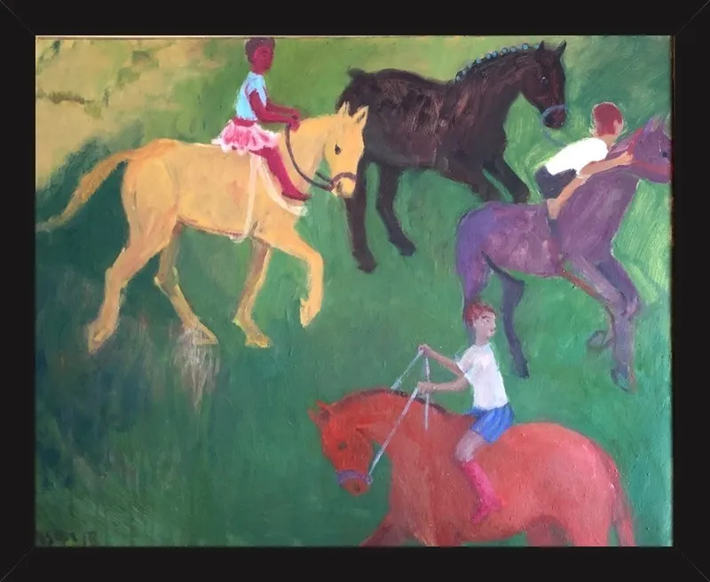 Four Horses, Three Riders by Megan Williamson for Artfully Walls