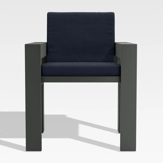 Walker Metal Outdoor Dining Armchair with Canvas Navy Blue Sunbrella ® Cushions