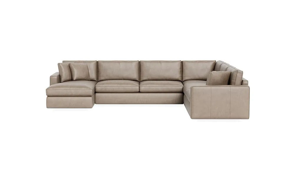 James Leather 4-Piece 5-Seat Corner Chaise Sectional Left