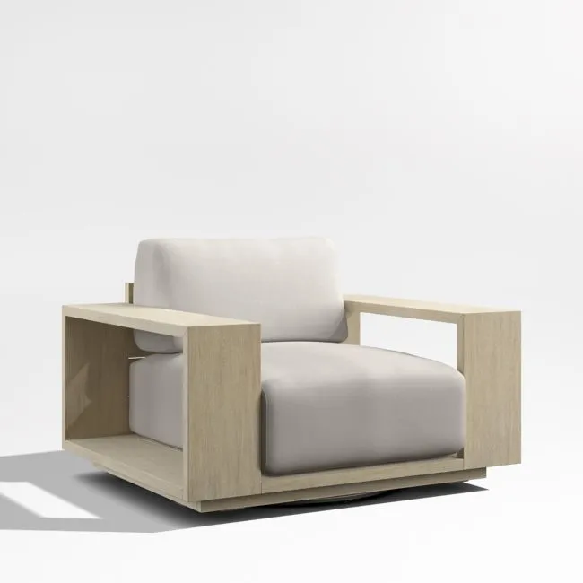 Mallorca Wood Outdoor Swivel Lounge Chair with Cast Ash Sunbrella ® Cushions