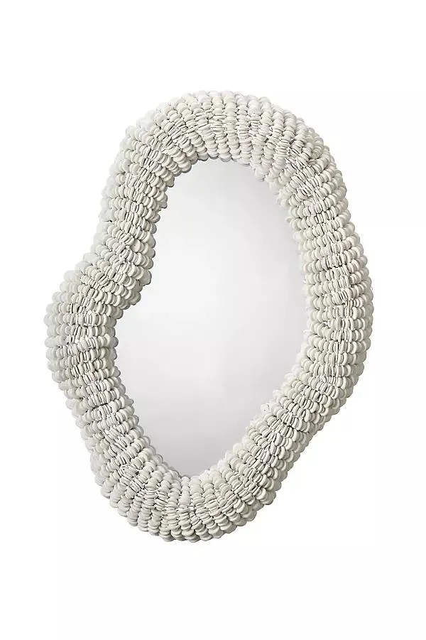 Amoeba Wood Beaded Wall Mirror