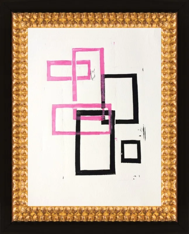 Pink and Black Geometric Squares x2 by Stacy Rajab for Artfully Walls