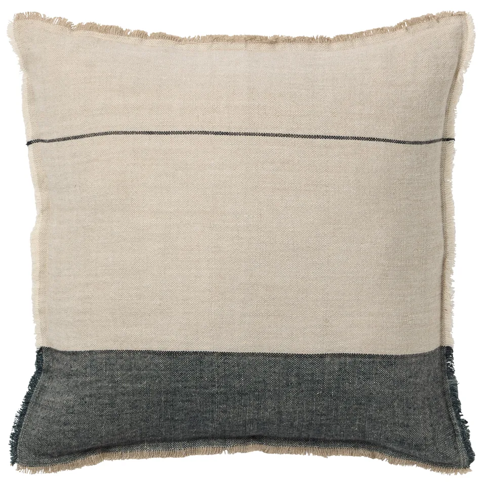Morrigan TAN17 Handmade Striped Gray And Cream Down Alternative Filled Pillow (22")